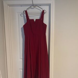 Red Square-Neck A-Line Women's Dress